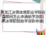 黑龙江冰雪体育职业学院在读期间怎么申请助学贷款(黑冰雪职院助学贷款申请)