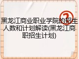 黑龙江商业职业学院的招生人数和计划解读(黑龙江商职招生计划)