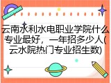 云南水利水电职业学院什么专业最好，一年招多少人(云水院热门专业招生数)
