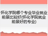 怀化学院哪个专业毕业就业前景比较好(怀化学院就业前景好的专业)