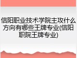 信阳职业技术学院主攻什么方向有哪些王牌专业(信阳职院王牌专业)