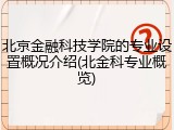 北京金融科技学院的专业设置概况介绍(北金科专业概览)