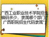 广西工业职业技术学院招生编码多少，隶属哪个部门("广西职院招生代码隶属")