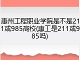 惠州工程职业学院是不是211或985高校(惠工是211或985吗)