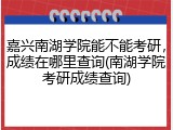 嘉兴南湖学院能不能考研，成绩在哪里查询(南湖学院考研成绩查询)