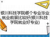 银川科技学院哪个专业毕业就业前景比较好(银川科技学院就业好专业)