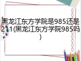 黑龙江东方学院是985还是211(黑龙江东方学院985吗)