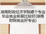 湖南财政经济学院哪个专业毕业就业前景比较好(湖南财院就业好专业)