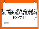 许昌学院什么专业就业比较好，原因是啥(许昌学院好就业专业)