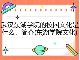 武汉东湖学院的校园文化是什么，简介(东湖学院文化)