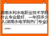 湖南水利水电职业技术学院什么专业最好，一年招多少人(湖南水电学院热门专业)