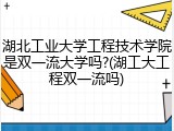 湖北工业大学工程技术学院是双一流大学吗?(湖工大工程双一流吗)