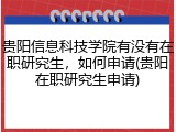贵阳信息科技学院有没有在职研究生，如何申请(贵阳在职研究生申请)