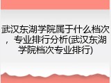 武汉东湖学院属于什么档次，专业排行分析(武汉东湖学院档次专业排行)