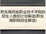 黔东南民族职业技术学院的招生人数和计划解读(黔东南职院招生解读)