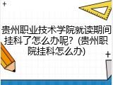 贵州职业技术学院就读期间挂科了怎么办呢？(贵州职院挂科怎么办)