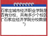 石家庄城市经济职业学院是否有分校，共有多少个校区("石家庄经济学院分校数量")