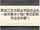 黑龙江艺术职业学院毕业生一般年薪多少钱("黑艺职院毕业生年薪")