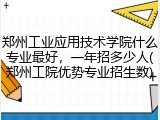 郑州工业应用技术学院什么专业最好，一年招多少人(郑州工院优势专业招生数)
