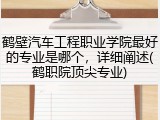 鹤壁汽车工程职业学院最好的专业是哪个，详细阐述(鹤职院顶尖专业)