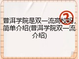 普洱学院是双一流高校吗，简单介绍(普洱学院双一流介绍)