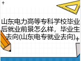 山东电力高等专科学校毕业后就业前景怎么样，毕业生去向(山东电专就业去向)