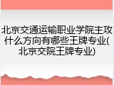 北京交通运输职业学院主攻什么方向有哪些王牌专业(北京交院王牌专业)