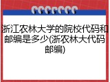 浙江农林大学的院校代码和邮编是多少(浙农林大代码邮编)