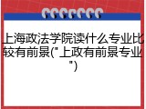 上海政法学院读什么专业比较有前景("上政有前景专业")