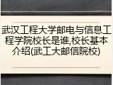 武汉工程大学邮电与信息工程学院校长是谁,校长基本介绍(武工大邮信院校)