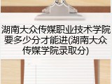 湖南大众传媒职业技术学院要多少分才能进(湖南大众传媒学院录取分)