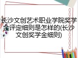 长沙文创艺术职业学院奖学金评定细则是怎样的(长沙文创奖学金细则)
