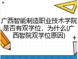 广西智能制造职业技术学院是否有双学位，为什么(广西智院双学位原因)