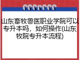 山东畜牧兽医职业学院可以专升本吗，如何操作(山东牧院专升本流程)