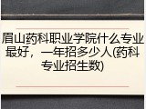 眉山药科职业学院什么专业最好，一年招多少人(药科专业招生数)