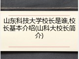山东科技大学校长是谁,校长基本介绍(山科大校长简介)