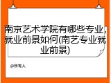 南京艺术学院有哪些专业，就业前景如何(南艺专业就业前景)