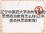 辽宁中医药大学杏林学院的思想政治教育怎么样(辽中医杏林思政教育)