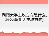 湖南大学主攻方向是什么，怎么样(湖大主攻方向)