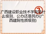 广西建设职业技术学院是什么级别，公办还是民办(广西建院性质级别)
