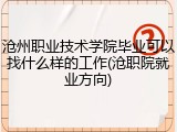 沧州职业技术学院毕业可以找什么样的工作(沧职院就业方向)