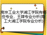 南京工业大学浦江学院有哪些专业，王牌专业分析(南工大浦江学院专业分析)