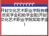 开封文化艺术职业学院有哪些奖学金和助学金呢(开封文化艺术职业学院奖助学金)