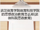 武汉体育学院体育科技学院的思想政治教育怎么样(武体科院思政教育)