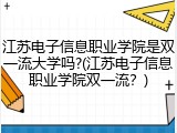 江苏电子信息职业学院是双一流大学吗?(江苏电子信息职业学院双一流？)