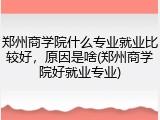 郑州商学院什么专业就业比较好，原因是啥(郑州商学院好就业专业)