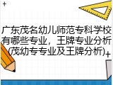 广东茂名幼儿师范专科学校有哪些专业，王牌专业分析(茂幼专专业及王牌分析)