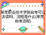 莱芜职业技术学院自考可以去读吗，流程是什么(莱芜自考流程)