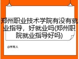 郑州职业技术学院有没有就业指导，好就业吗(郑州职院就业指导好吗)