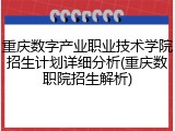 重庆数字产业职业技术学院招生计划详细分析(重庆数职院招生解析)
